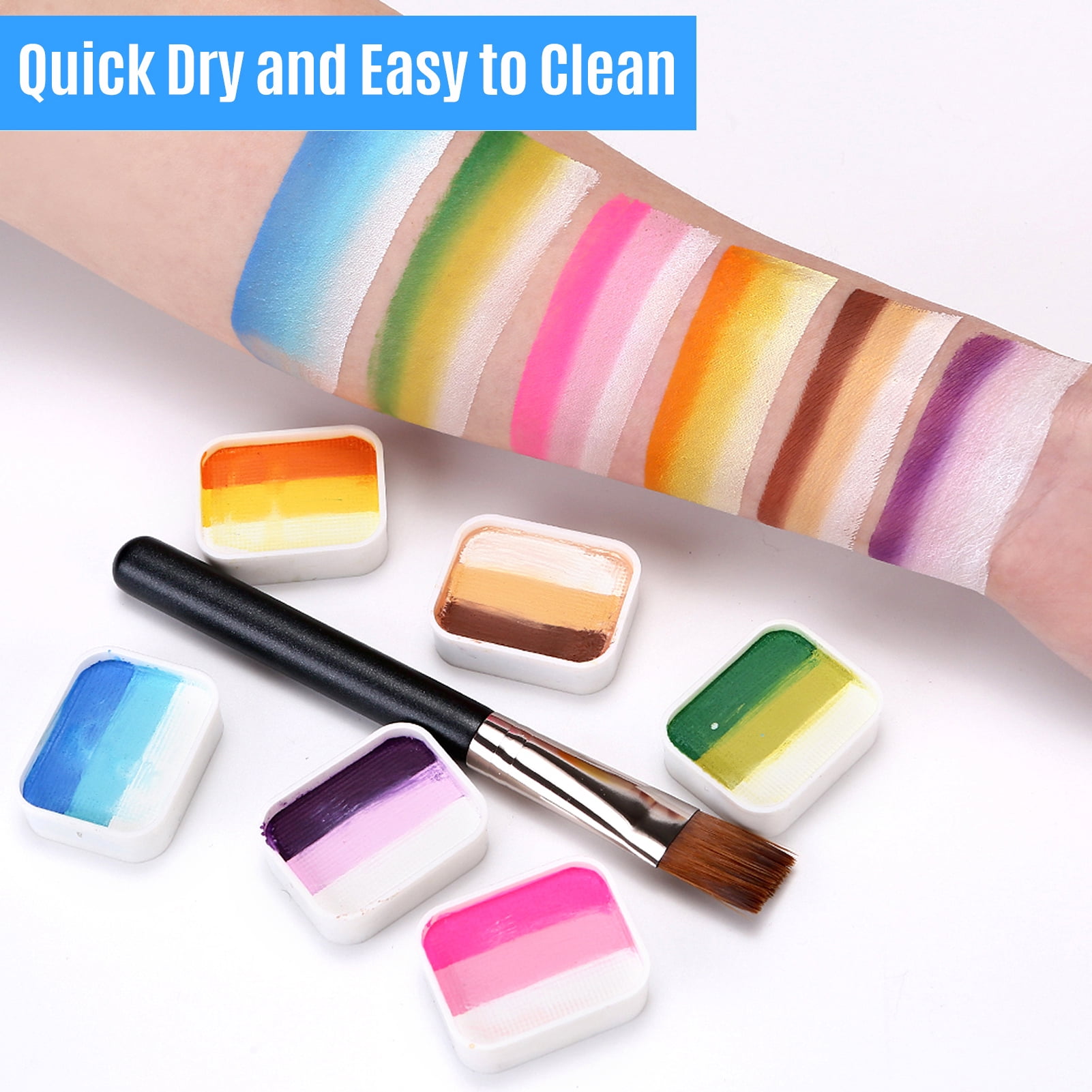 Cosmetic cream,Set Professional Split 8 Paintbrushes 10 With 8 Paintbrushes Water And Body Split Cakes With Colors Set Professional Paint Palette Set 10 Stencils 2 Non-toxic Water