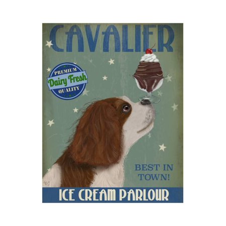 Charles White Art Prints - Cavalier King Charles, Brown White, Ice Cream Print Wall Art By Fab Funky