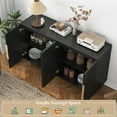 thumbnail image 6 of HIUU Black Fluted Buffet Storage Cabinet with 4 Door Cabinets - Modern Farmhouse Sideboard for Dining Room, Living Room and Entryway., 6 of 9