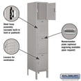 thumbnail image 4 of 12" Wide Four Tier Standard Metal Locker - 1 Wide - 5 Feet High - 15 Inches Deep - Gray - Assembled, 4 of 4