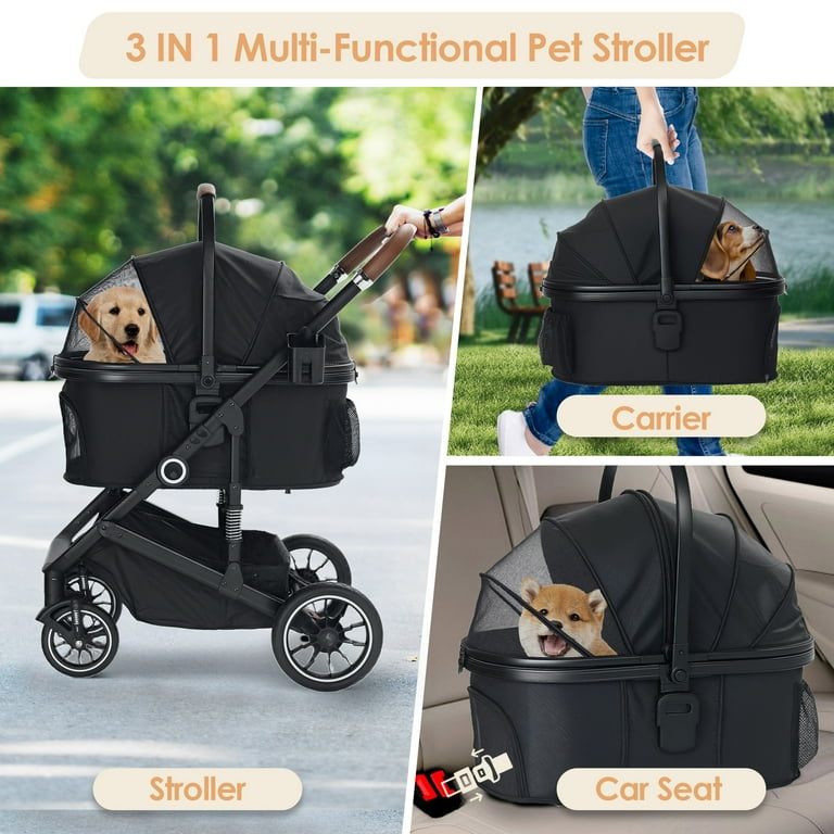 LINLUX Pet Stroller w/ Wheels, Foldable Puppy Strollers for Dogs