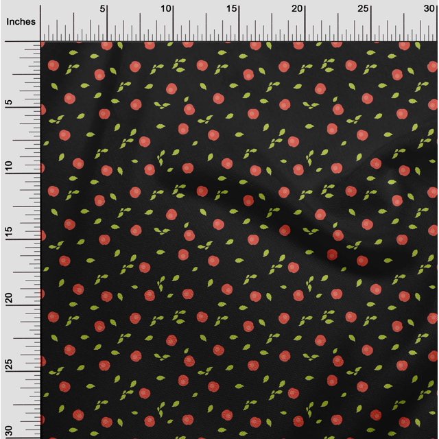 oneOone Viscose Jersey Fabric Leaves & Apple Fruited Craft Fabric BTY 60 Inch Wide