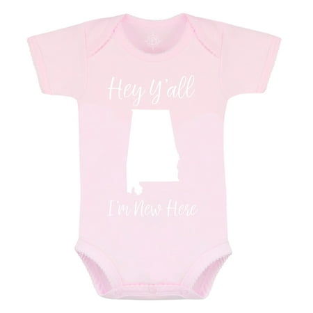 

Creative Knitwear States Collection - Infant Alabama Bodysuit - Hey Y all I m New Here - Pink 12 Months