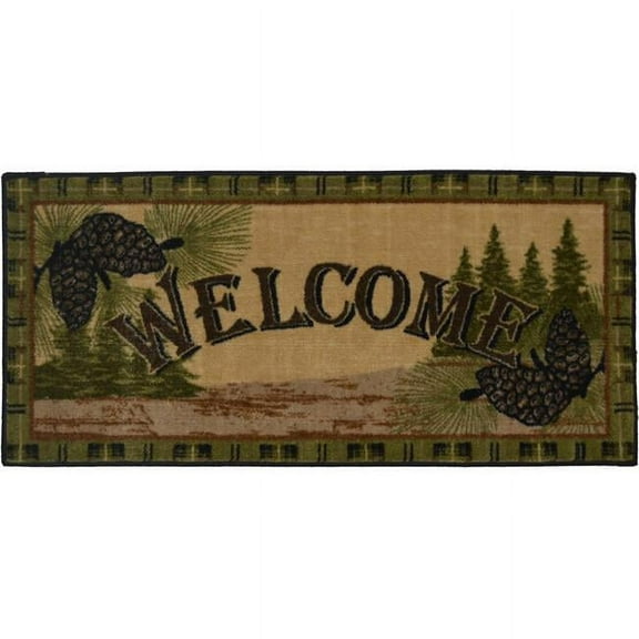 Mayberry Rug CC5272 20X44 20 x 44 in. Cozy Cabin Forest Welcome Printed Nylon Kitchen Mat & Rug