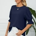 thumbnail image 6 of cfhntfmh Fall Fashion Shirts for Women Fashion Puff Half Sleeve Smocked Tunic Tops Soft Chiffon Ruffle Dressy Casual T-Shirts, 6 of 7