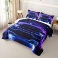 thumbnail image 3 of Castle Fairy Neon Sports Car Twin Quilt Set,Blue City Glow Twin Coverlet Set for Bedroom,Blue Black, 3 of 7