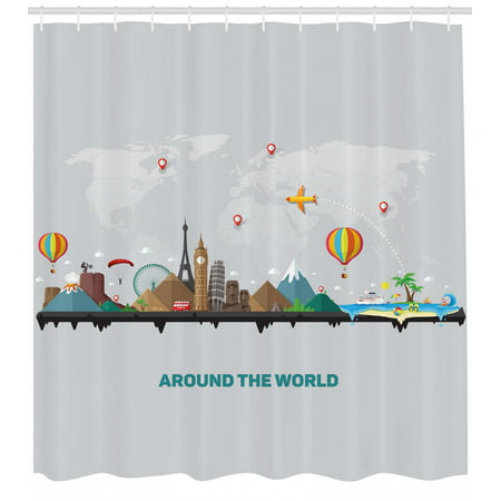 travel themed shower curtain