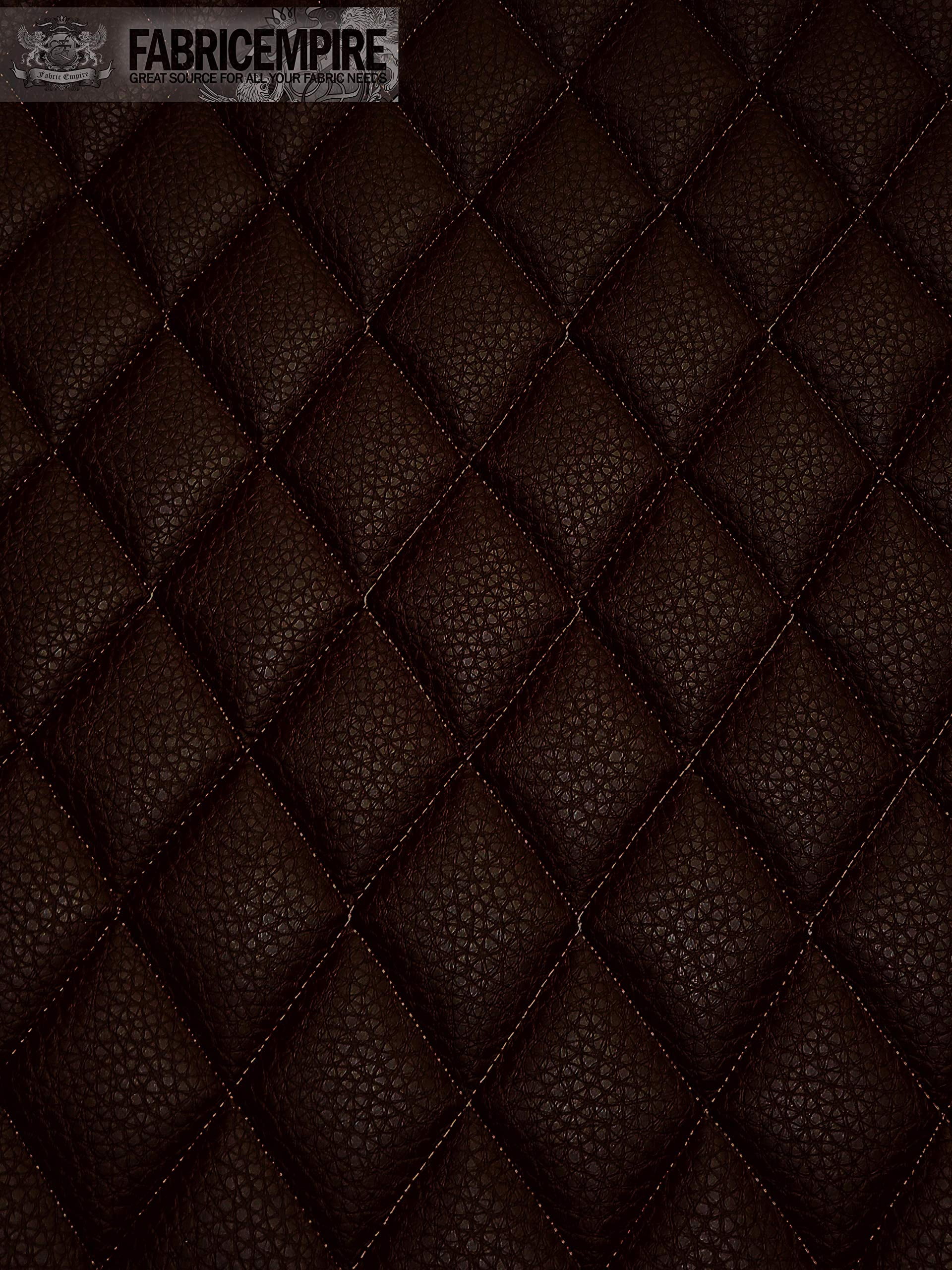 Quilted Vinyl Padded Upholstery Fabric w 3/8" Foam Backing Pebble Grain 2"x3" Diamond /52" Wide/Continuous Yard/ Boat Seats, Jet Ski Seat Covers, Rv Wall Panels, Golf Cart Seat Cushions (Chocolate)