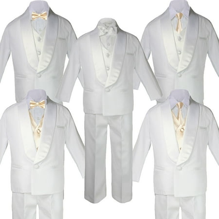 

Baby White Satin Shawl Lapel Suits Tuxedo CHAMPAGNE Satin Bow Necktie Vest Sm-20