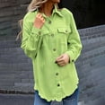 thumbnail image 2 of Pxiakgy Women’S Oversized Button Up Frayed Hem Shacket Long Sleeve Pockets Denim Jean Jacket Washed Denim Shirt Jacket Fashion Jacket 2025 Spring Jean Jackets for Women with Pockets Mint Green S, 2 of 5