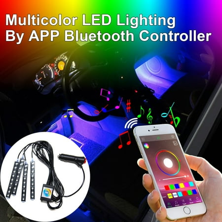 Addmotor Lights Car Atmosphere LED RGB Light Strips Interior Kit Phone App Bluetooth Music Control Multicolor LED (Best Car Interior Led Lights)