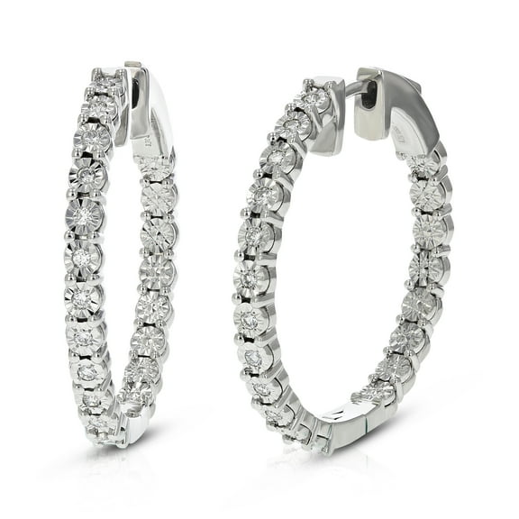 Vir Jewels 1/4 CTTW Lab Grown Diamond Hoop Earrings 925 Sterling Silver Prong 3/4 Inch