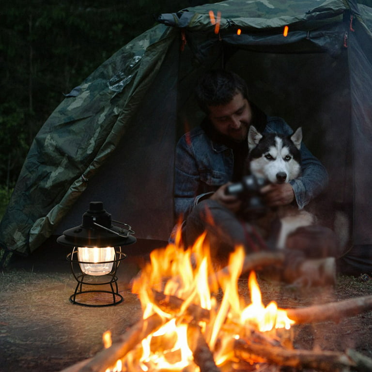 FLIPXEN LED Camping Lantern,Rechargeable Retro Metal Camp Light