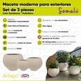 thumbnail image 4 of Macetas modernas set de 3 piezas para exteriores grande Somali color arena sandstone de Polietileno ultra ligera Artego Japi Hecho en Brasil, 4 of 7