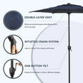 thumbnail image 5 of Abba Patio 7.5ft Oslo Large Market Umbrella w/ Push Button Tilt & Crank for Pool, Deck, Backyard, 6 Ribs, Dark Blue, 5 of 11