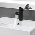 thumbnail image 1 of Grifo monomando negro para baño en cascada, grifo mezclador para lavabo cuadrado de latón, grifo alto, grifo mezclador para lavabo de encimera de agua fría y caliente, 1 of 5