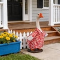 thumbnail image 3 of Summer Porch Goose Outfits, Hawaiian Floral Shirt Goose Clothes Costume for Plastic Goose 23'' Patio Yard Garden Decor, Porch Goose Decorations, Red shirt, 3 of 6