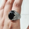 thumbnail image 4 of Black Onyx Mans Ring, Natural Black Onyx, December Birthstone, Silver Jewelry, 925 Silver Ring, Birthday Gift, Heavy Mens Ring, Arabic Design, Ottoman Style Ring, Christmas, Turkey Mens Signet Ring, 4 of 7