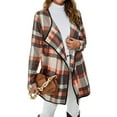 thumbnail image 5 of HUBERY Women Lapel Neck Long Sleeve Checkered Print Pocket Cardigan, 5 of 7