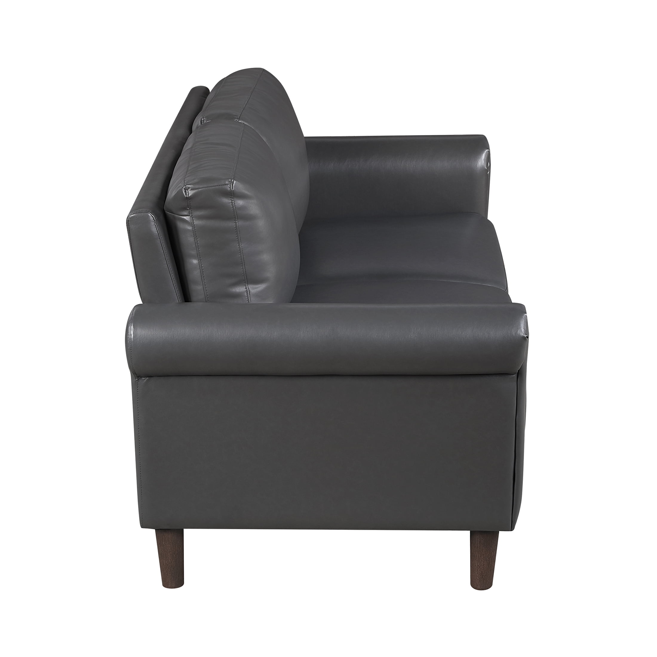 OakvillePark Marlinth Faux Leather Loveseat, Dark Gray
