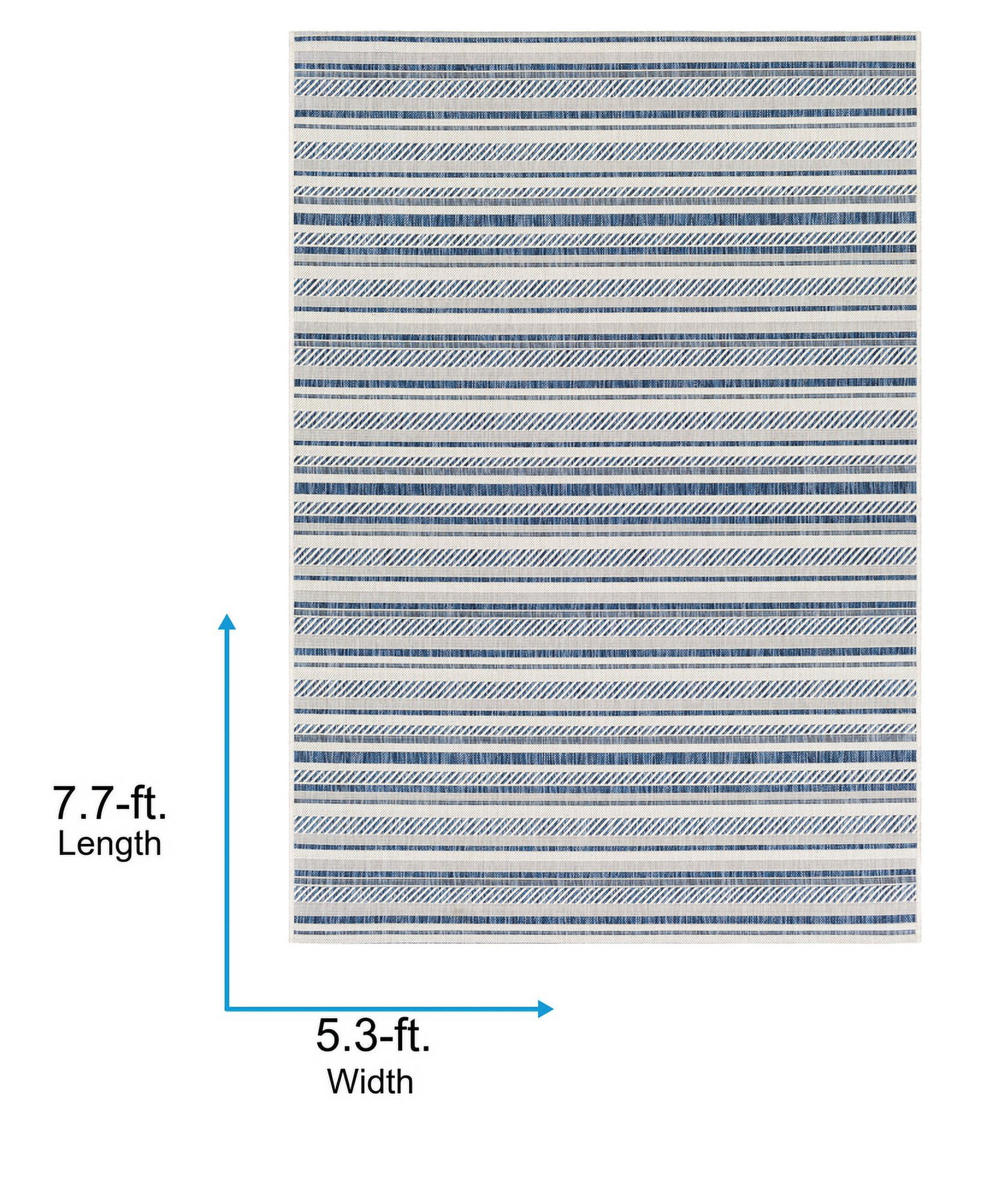 Livabliss Outdoor Rugs, 5x8 Eagean Global Blue Area Rug for Patio, Porch, Deck, Backyard, Waterproof Indoor Outdoor Carpet (5'3" x 7'7")