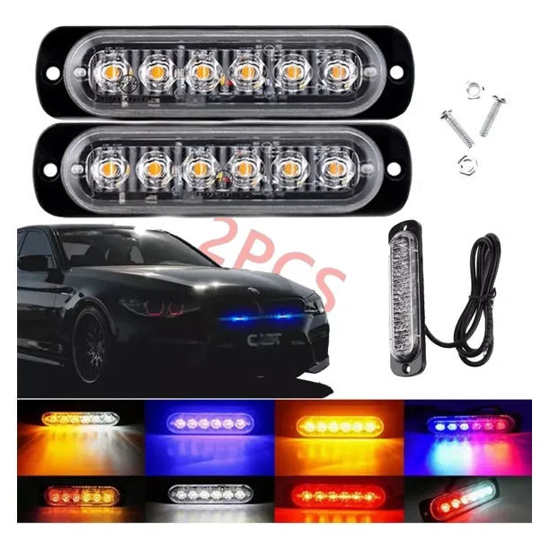 1par Lateral Faro Led Barra Estrobo Patrulla 16 Función Moto