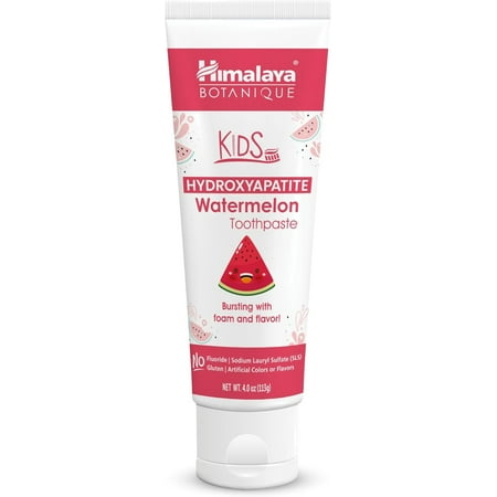 Himalaya Botanique Kids Hydroxyapatite Watermelon Toothpaste, Fluoride-Free, Nano-Hydroxyapatite, No Artificial Colors or Flavors, Vegan, Cruelty-Free, 4 Oz, 1 Pack