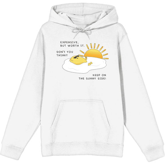 "Eggspensive Eggs - Keep On The Sunny Side" Adult White Long Sleeve Hoodie-Medium