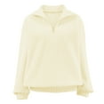 thumbnail image 5 of Fiaer Womens Sweatshirts Quarters Zip Pullovers V-Neck Long Sleeve Lapel Collared Solid Color Trendy Tops Yellow S, 5 of 5
