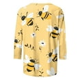 thumbnail image 4 of SOOMLON Womens 3/4 Sleeve Shirts Plus Size Tunic Bee Festival Tops Casual Crewneck Shirts Funny Honey Bee Graphic T Shirts 2025 Trendy Spring Summer Ladies Tops Loose Fit Outfits Pullover Yellow XL, 4 of 5