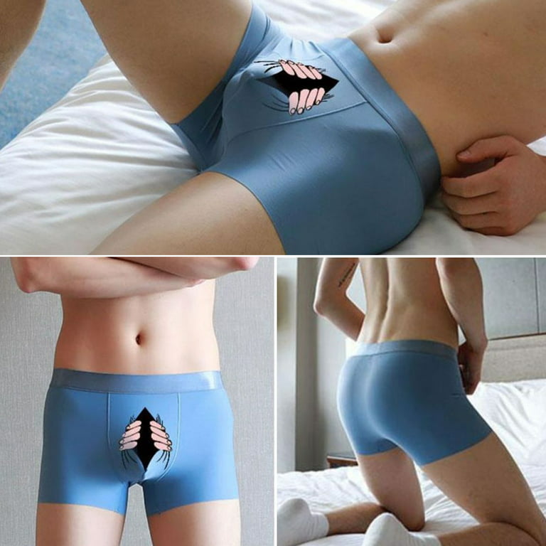 Fusipu Men Underpants Cartoon Pattern Close Fit Sweat Absorbing Stretchy U  Convex Panties for Daily Wear 