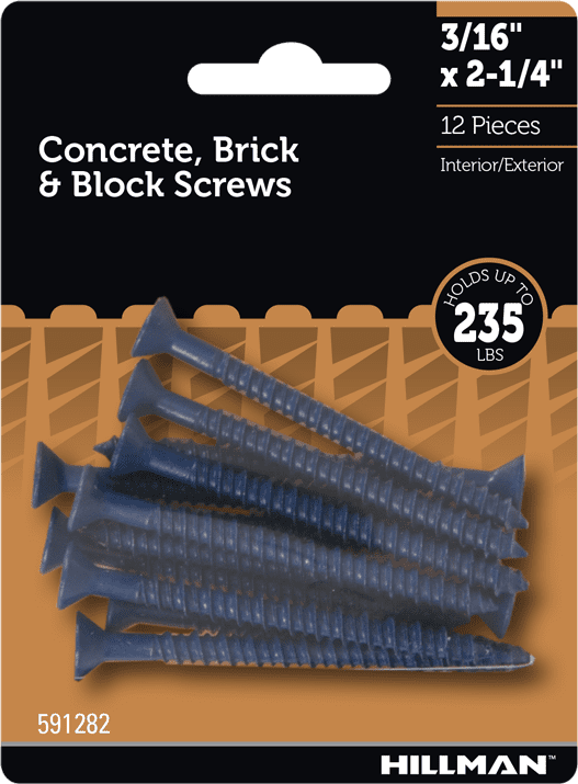 Hillman Concrete Screws, Brick and Block Screws, 3/16" x 2.25", Steel