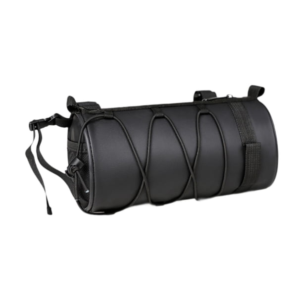 Bolsa para manillar de bicicleta, impermeable, enrollable, frontal, para viajes diarios al aire libre Negro