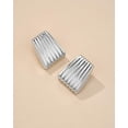 thumbnail image 5 of SNGIA Ribbed Rectangle Stud Earrings for Women, Chunky Vintage Statement, Silver Tone, 5 of 6