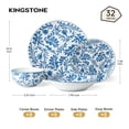 thumbnail image 2 of KINGSTONE 32-Piece Blue Floral Porcelain Dinnerware Set, Service for 8, Microwave & Dishwasher Safe, 2 of 9