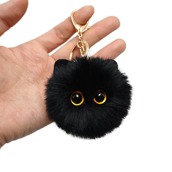 Aellinatey Furry Balls Keyring Plush Cat Keychain Stuffed Animal Pendant Soft Key Rings