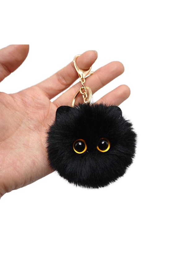 Furry Balls Keyring Plush Cat Keychain Stuffed Animal Pendant Soft Key Rings