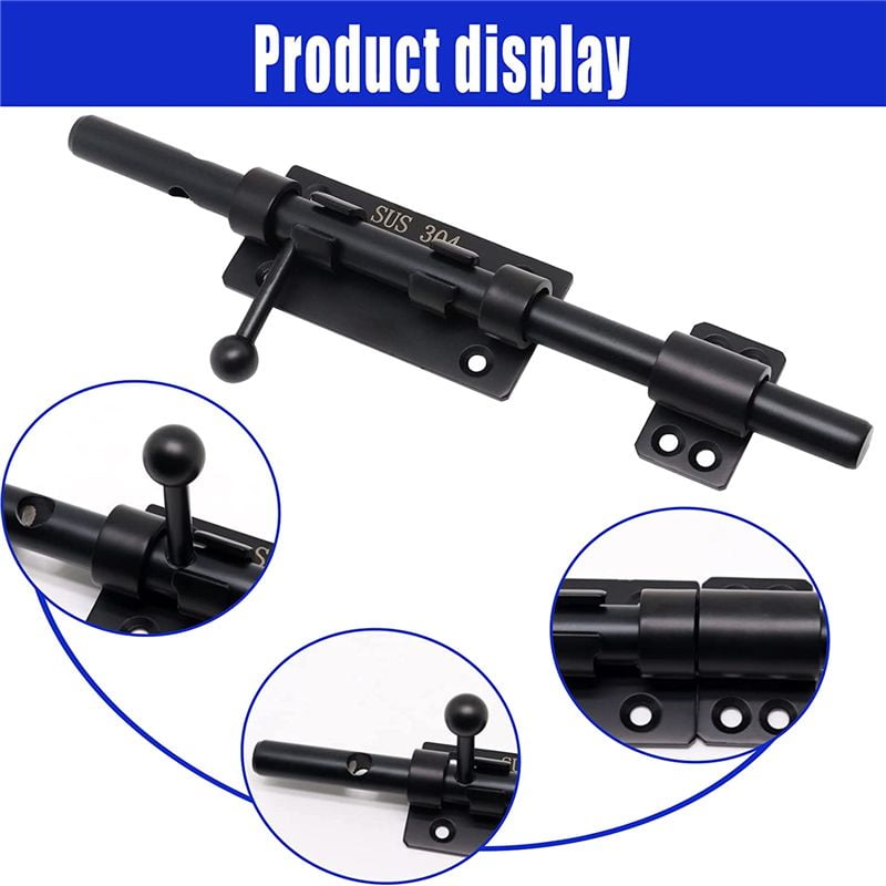 HOT! Heavy Duty Slide Bolt Gate Latch with A Padlock, Horizontal Floor Hardware and Lockable (Black,10 Inch)