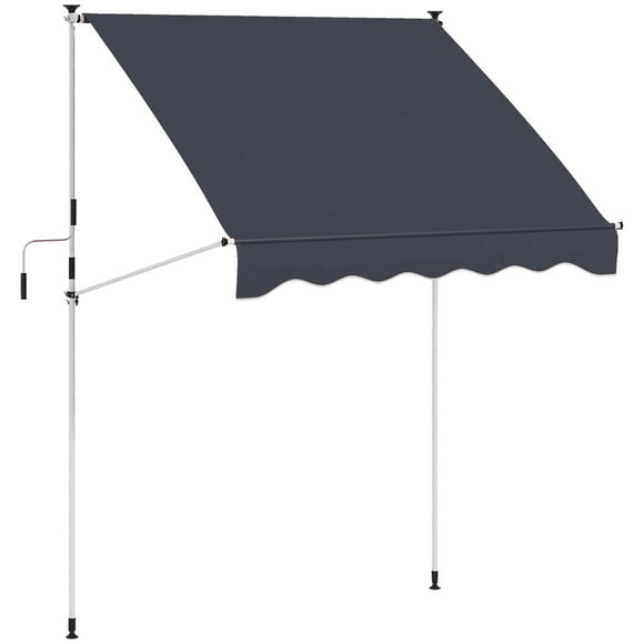 Outsunny 6.6'x5' Manual Retractable Patio Awning Sun Shelter, Black