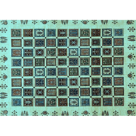 Ahgly Company Indoor Rectangle Abstract Light Blue Modern Area Rugs, 8' x 12'