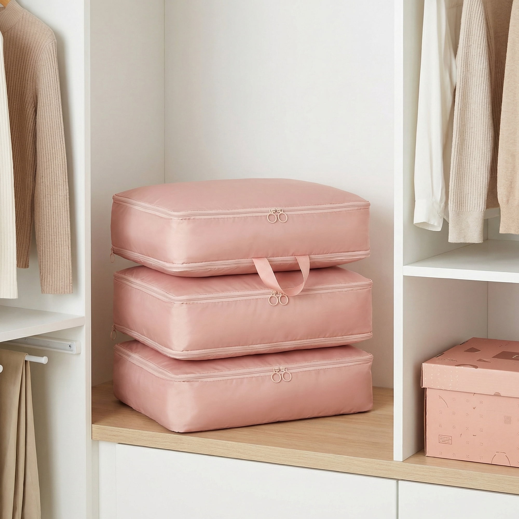 Unique Bargains Foldable Storage Bags Ideal for Organizing Bedroom Pink 15.7"x4.7"x11.8"