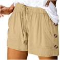 thumbnail image 2 of fatyb Summer Womens Casual Shorts Elastic High Waist Beach Shorts Drawstring Lounge Shorts with Pockets, 2 of 6