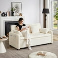 thumbnail image 4 of Oversized 66" Sleeper Sofa with Pull-Out Bed, 3-in-1 Convertible Sofa Bed with Storage Pockets for Living Room, Beige, 4 of 7