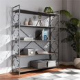 thumbnail image 3 of Bowery Hill Black Iron Metal and Oak Wood 5-Shelf Bookcase, 3 of 8