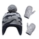 thumbnail image 1 of Minnieouse Gorro Conjunto de guantes Diseño de orejeras Gorros de punto para niños con patrones de dinosaurios Dibujos animados Accesorios de invierno Sombreros gris azul S 1-2 ans Minnieouse AP009413-04B, 1 of 6