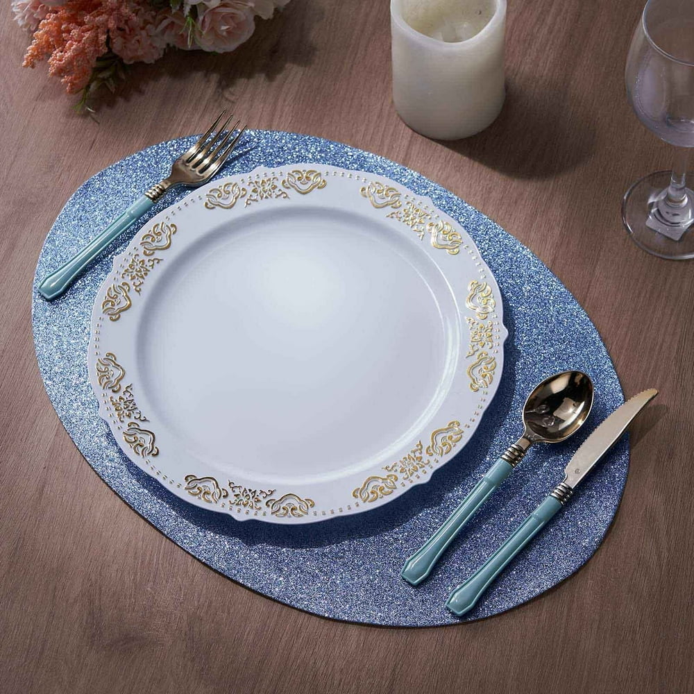 Efavormart 6 Pack NonSlip Table Placemats, Oval Faux Leather Placemats