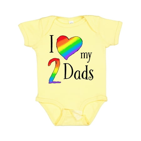 

Inktastic I Love My Two Dads- Pride Rainbow Heart Gift Baby Boy or Baby Girl Bodysuit
