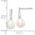 thumbnail image 3 of Primal Silver Sterling Silver Rhodium-plated 7-8mm White Rice Freshwater Cultured Pearl Cubic Zirconia Dangle Earrings, 3 of 5