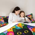 thumbnail image 5 of Homewish Cartoon Black Cat Bedding Comforter Set 2pcs for Teenagers Boys Girls,Colorful Flowers Twin Comforter Sets Microfiber,Chic Floral Blossoms Breathable Bedding Set,Lightweight Room Decor, 5 of 8