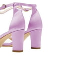 thumbnail image 4 of FSJ Women Wedding Pearl Round Open Toe Sandals Strap Chunky High Heel Ankle Buckle Comfortable Pump Bridal Party Prom Dress Shoes Size 15 Purple, 4 of 5